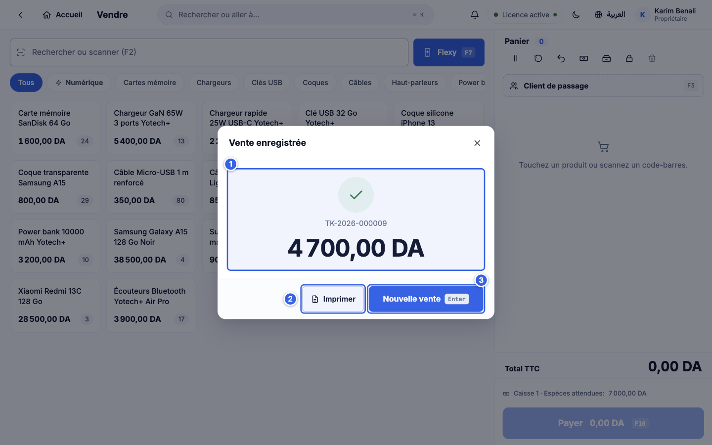 Vente enregistrée