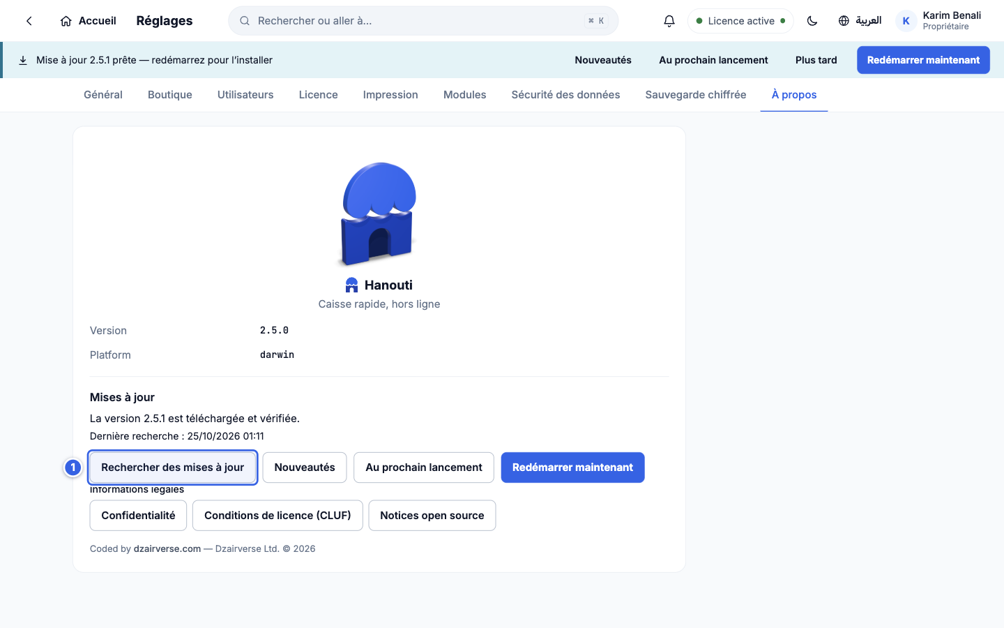 Mise à jour disponible
